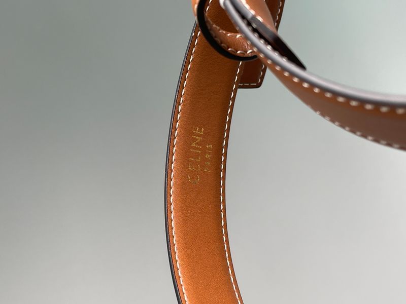 Ремінь Celine Medium Triomphe Belt In Taurillon Leather Brown/Gold 66141 фото