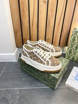 Жіночі кеди Gucci GG Interlocking G Platform Sneaker in Beige Canvas & Leather Premium 37 1404 фото