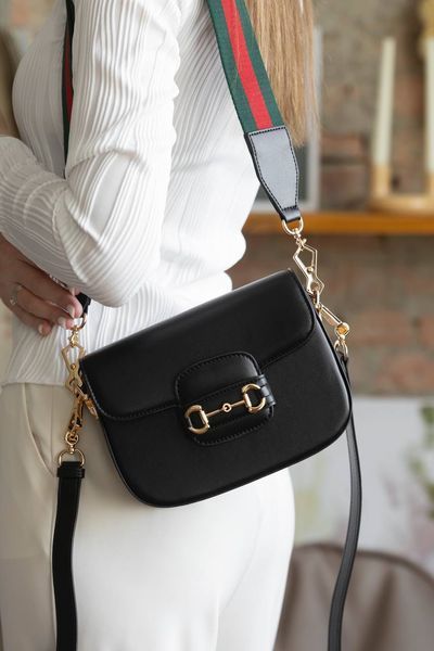 Сумка Gucci Horsebit 1955 Small Shoulder Bag in Black Leather 0461 фото