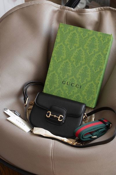 Сумка Gucci Horsebit 1955 Small Shoulder Bag in Black Leather 0461 фото
