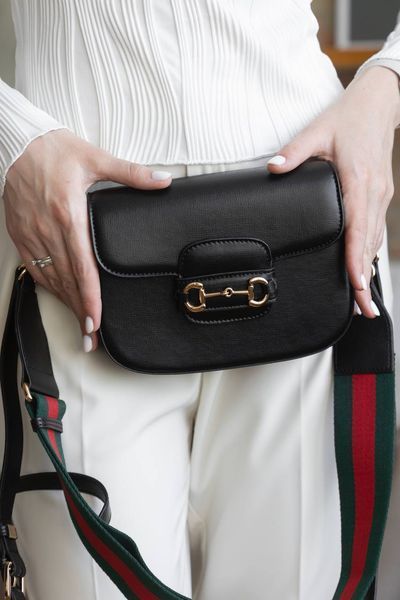 Сумка Gucci Horsebit 1955 Small Shoulder Bag in Black Leather 0461 фото
