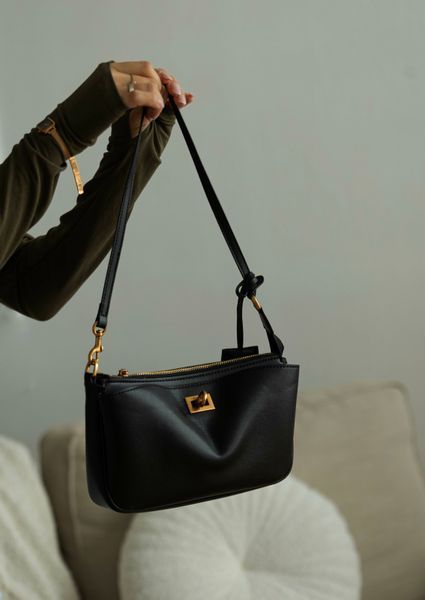 Cумка Balenciaga Rodeo Sling Pochette in Black Smooth Calfskin/Aged-Gold Hardware 012591 фото