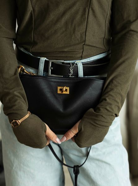 Cумка Balenciaga Rodeo Sling Pochette in Black Smooth Calfskin/Aged-Gold Hardware 012591 фото