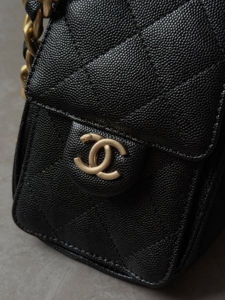 Сумка Chanel 25 Micro Handbag in Grained Calfskin Black/Gold 991064 фото