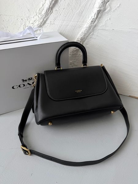 Сумка Coach Slouchy Rogue Top Handle Bag in Black Soft Grain Leather/Brass Hardware 0068 фото