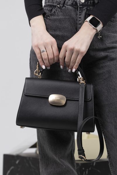 Сумка Coach Eliza Top Handle Bag in Leather Black 0462 фото