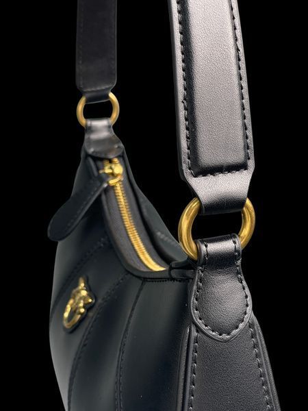 Cумка Pinko Fine Grain Leather Hobo Bag Black 99310 фото