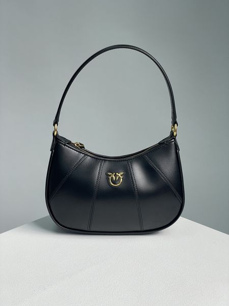 Cумка Pinko Fine Grain Leather Hobo Bag Black 99310 фото