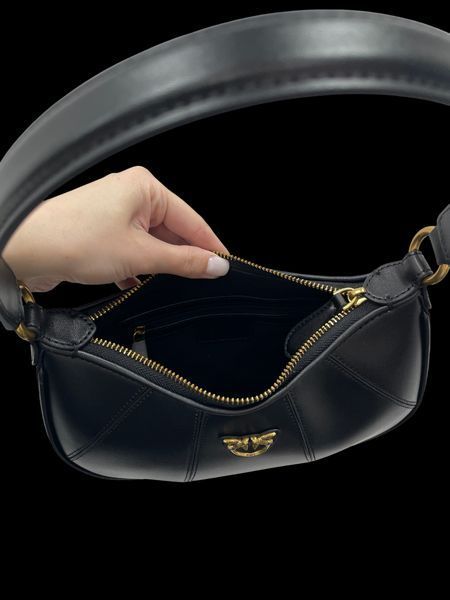 Cумка Pinko Fine Grain Leather Hobo Bag Black 99310 фото