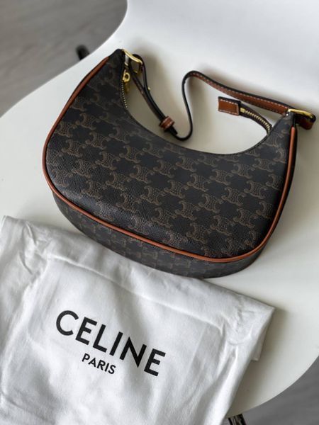 Сумка Celine Medium Ava Shoulder Bag in Triomphe Canvas and Calfskin Leather Brown/Tan 0308 фото