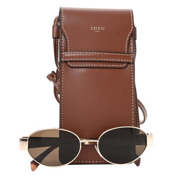 Сонцезахисні окуляри Celine Triomphe Metal 01 Oval Sunglasses CL40235U Gold/Brown 4312 фото