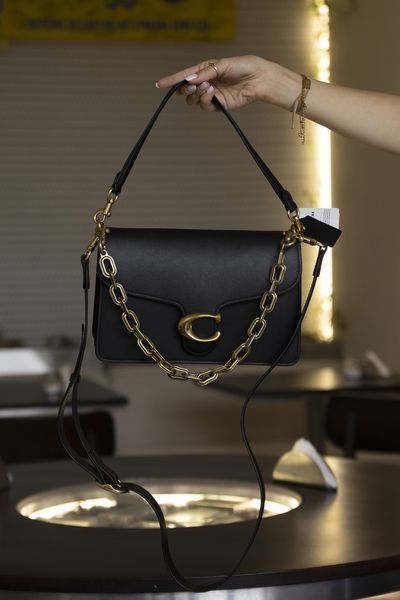 Сумка Coach Chain Tabby Shoulder Bag 26 in Leather Black/Brass Hardware 0542 фото