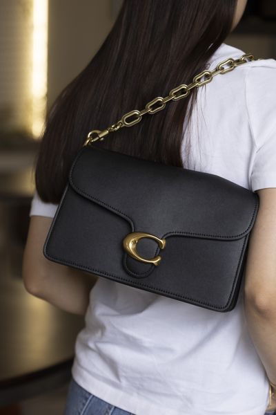 Сумка Coach Chain Tabby Shoulder Bag 26 in Leather Black/Brass Hardware 0542 фото