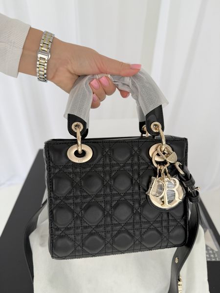 Сумка Christian Dior Small Lady Dior My ABCDior Bag in Black Cannage Lambskin/Gold Hardware 434 фото
