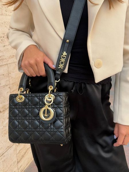 Сумка Christian Dior Small Lady Dior My ABCDior Bag in Black Cannage Lambskin/Gold Hardware 434 фото