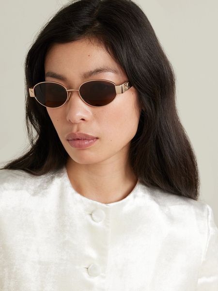 Сонцезахисні окуляри Celine Triomphe Metal 01 Oval Sunglasses CL40235U Gold/Brown 4312 фото