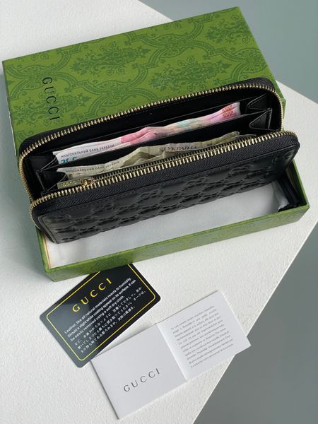 Кошелек Gucci Black Guccissima Zip-Around Wallet Black 88148 фото