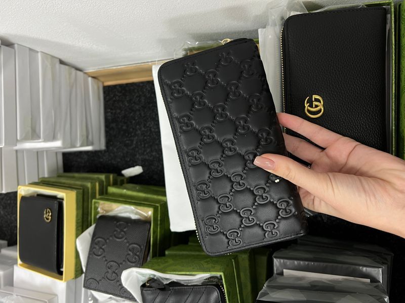 Кошелек Gucci Black Guccissima Zip-Around Wallet Black 88148 фото