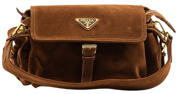 Сумка Prada Explore Medium Suede Shoulder Bag With Flap Brown 0525 фото