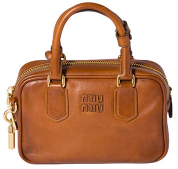 Сумка Miu Miu Arcadie Leather Top-Handle Bag in Cognac 476 фото