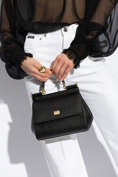 Сумка Dolce & Gabbana Sicily Medium Bag in Black Dauphine Calfskin 19015 фото