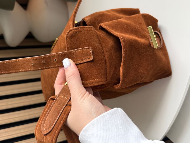 Сумка Prada Explore Medium Suede Shoulder Bag With Flap Brown 0525 фото