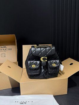 Рюкзак Coach Pillow Tabby Backpack Black/Gold 5722 фото
