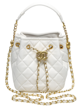 Сумка Chanel Button Bucket Crossbody Bag Lambskin White 991071 фото