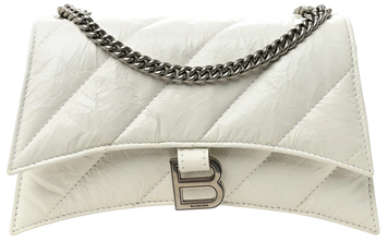 Сумка Balenciaga Crush XS Chain Bag in White Quilted Leather with Aged-Silver Hardware Premium 01226 фото
