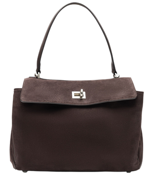 Сумка Balenciaga Rodeo Small Handbag in Brown Suede with Aged-Silver Hardware Premium 99669 фото