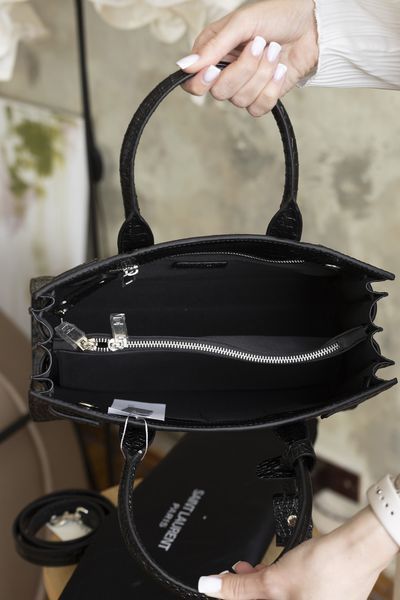 Сумка Saint Laurent Sac De Jour Nano Bag in Crocodile Embossed Patent Black Leather 0424 фото