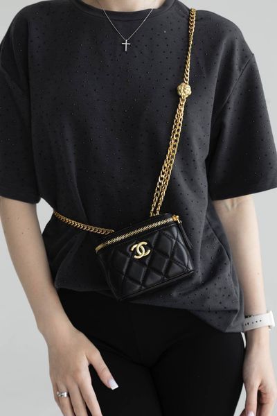 Cумка Chanel Pearl Crush Mini Vanity Bag in Black Quilted Lambskin 393 фото