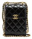 Cумка Chanel Pearl Crush Phone Case With Chain Lambskin Black/Gold 0256 фото 1