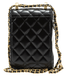 Cумка Chanel Pearl Crush Phone Case With Chain Lambskin Black/Gold 0256 фото 6