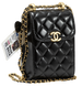 Cумка Chanel Pearl Crush Phone Case With Chain Lambskin Black/Gold 0256 фото 5