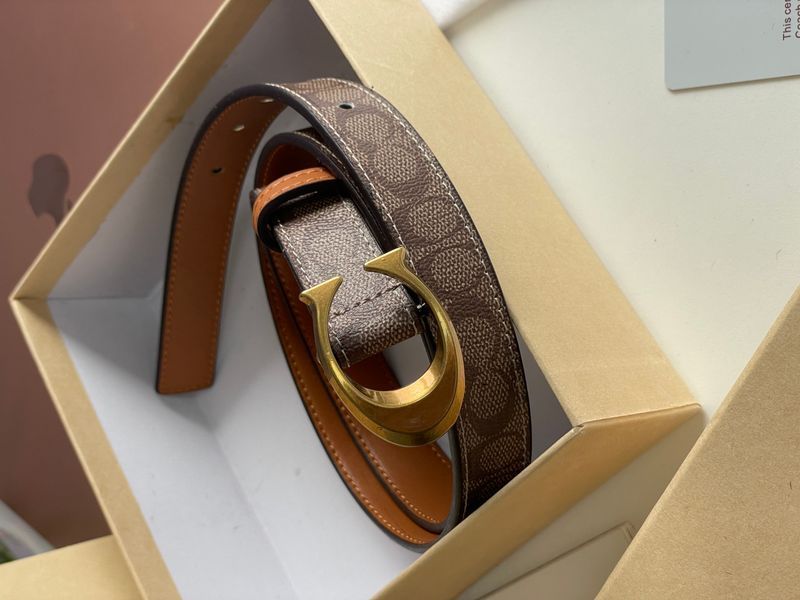 Ремінь Coach Sculpted C Buckle Belt Beige 66133 фото