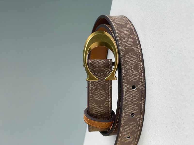 Ремінь Coach Sculpted C Buckle Belt Beige 66133 фото