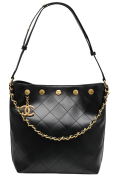 Сумка Chanel Chain Hobo Bucket Bag Black/Gold 9579 фото