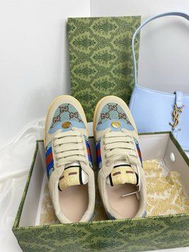 Брендові жіночі кеди Gucci Screener Sneakers in Crystal GG Canvas & Leather Premium 40 1504 фото