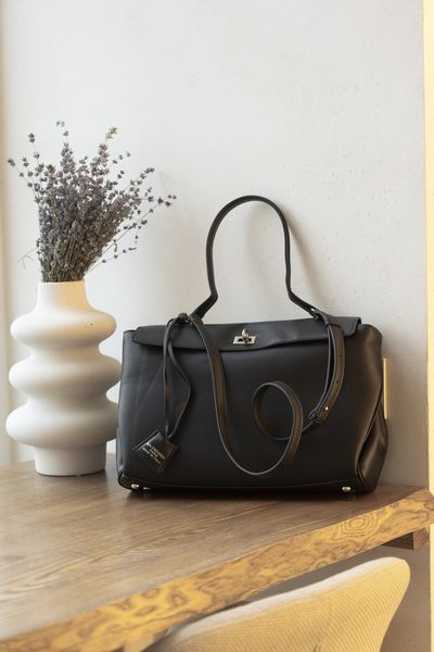 Cумка Balenciaga Rodeo Handbag Medium in Black Smooth Calfskin/Aged-Silver Hardware 0481 фото