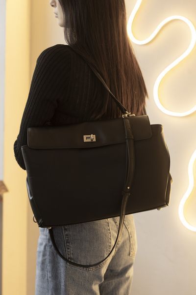 Cумка Balenciaga Rodeo Handbag Medium in Black Smooth Calfskin/Aged-Silver Hardware 0481 фото