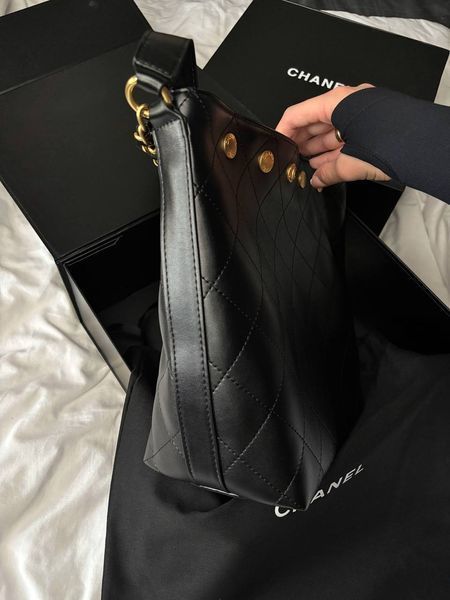 Сумка Chanel Chain Hobo Bucket Bag Black/Gold 9579 фото