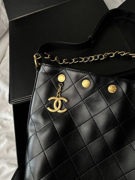 Сумка Chanel Chain Hobo Bucket Bag Black/Gold 9579 фото