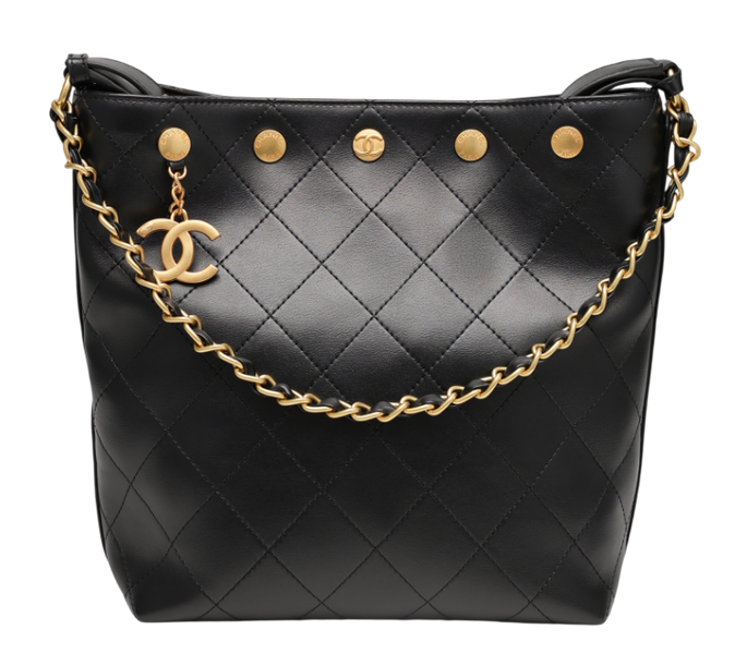 Сумка Chanel Chain Hobo Bucket Bag Black/Gold 9579 фото