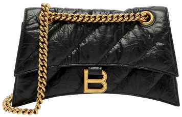 Cумка Balenciaga Crush Small Chain Bag in Black Quilted Leather/Gold Chain 18018 фото