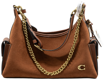 Сумка Coach Pocket Juliet 30 Bag in Honey Brown Suede/Brass Hardware 0476 фото