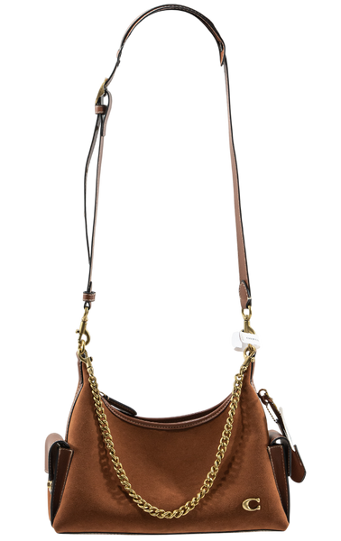 Сумка Coach Pocket Juliet 30 Bag in Honey Brown Suede/Brass Hardware 0476 фото