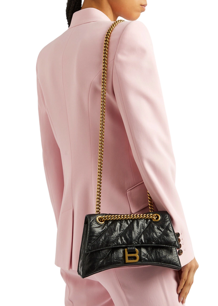 Cумка Balenciaga Crush Small Chain Bag in Black Quilted Leather/Gold Chain 18018 фото
