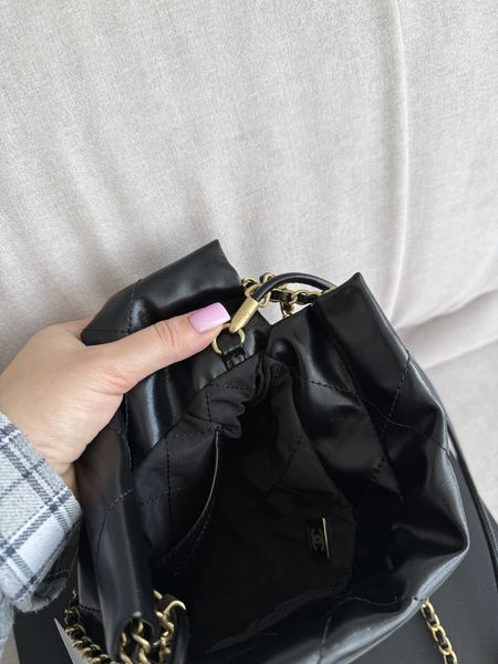 Сумка Chanel 22 Mini Handbag in Shiny Black Calfskin & Gold-Tone Metal 117 фото