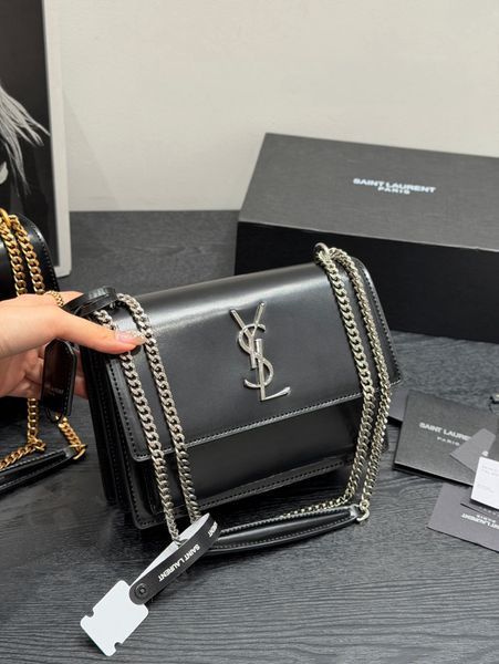 Сумка Saint Laurent Sunset Medium in Black Smooth Leather Black/Palladium Hardware 3304 фото